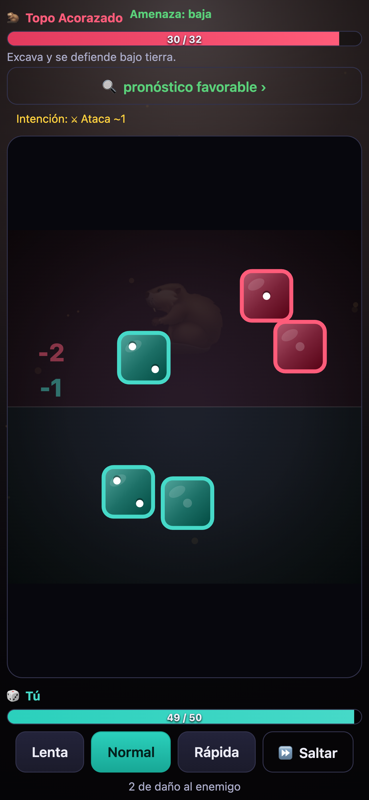 Dados vivientes luchando en la arena