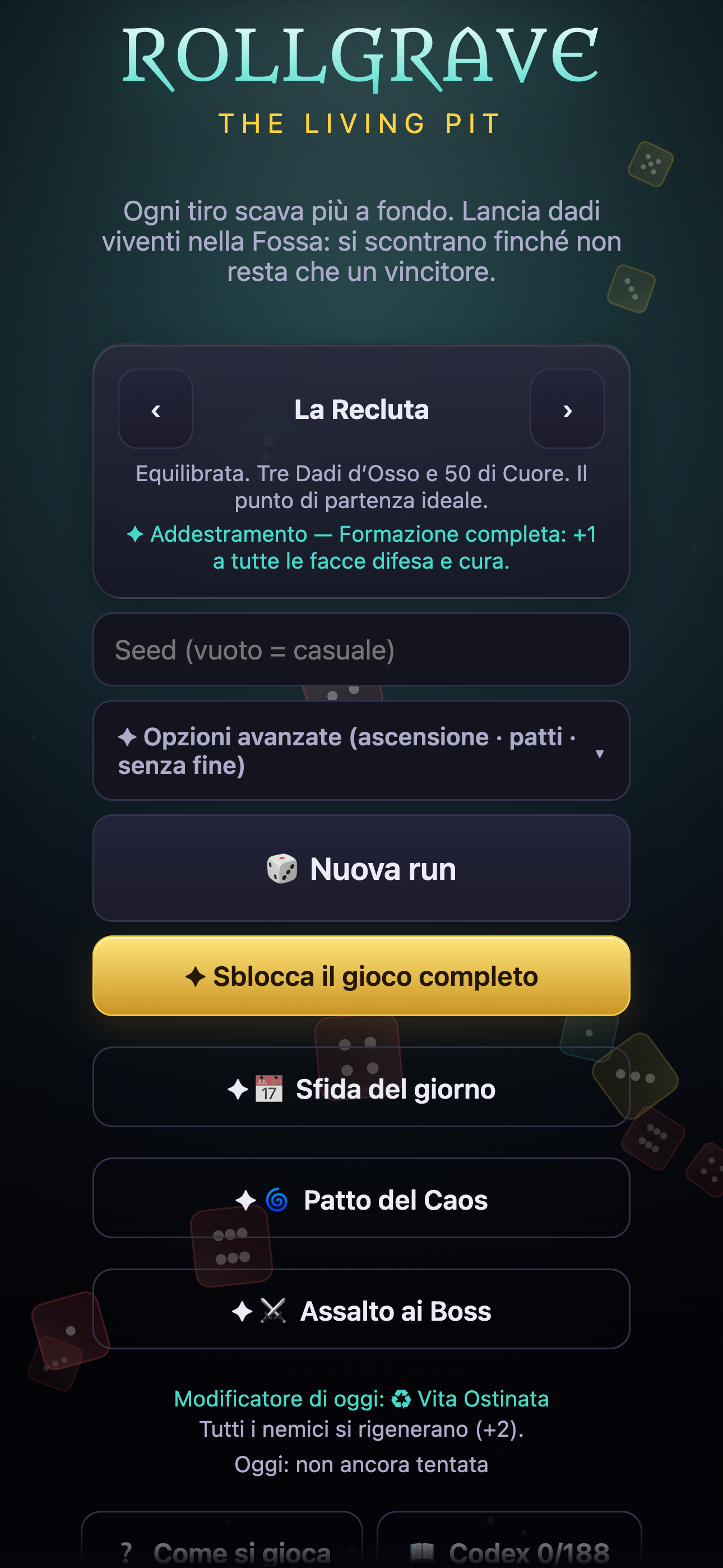 Selezione della Recluta e delle modalità di Rollgrave