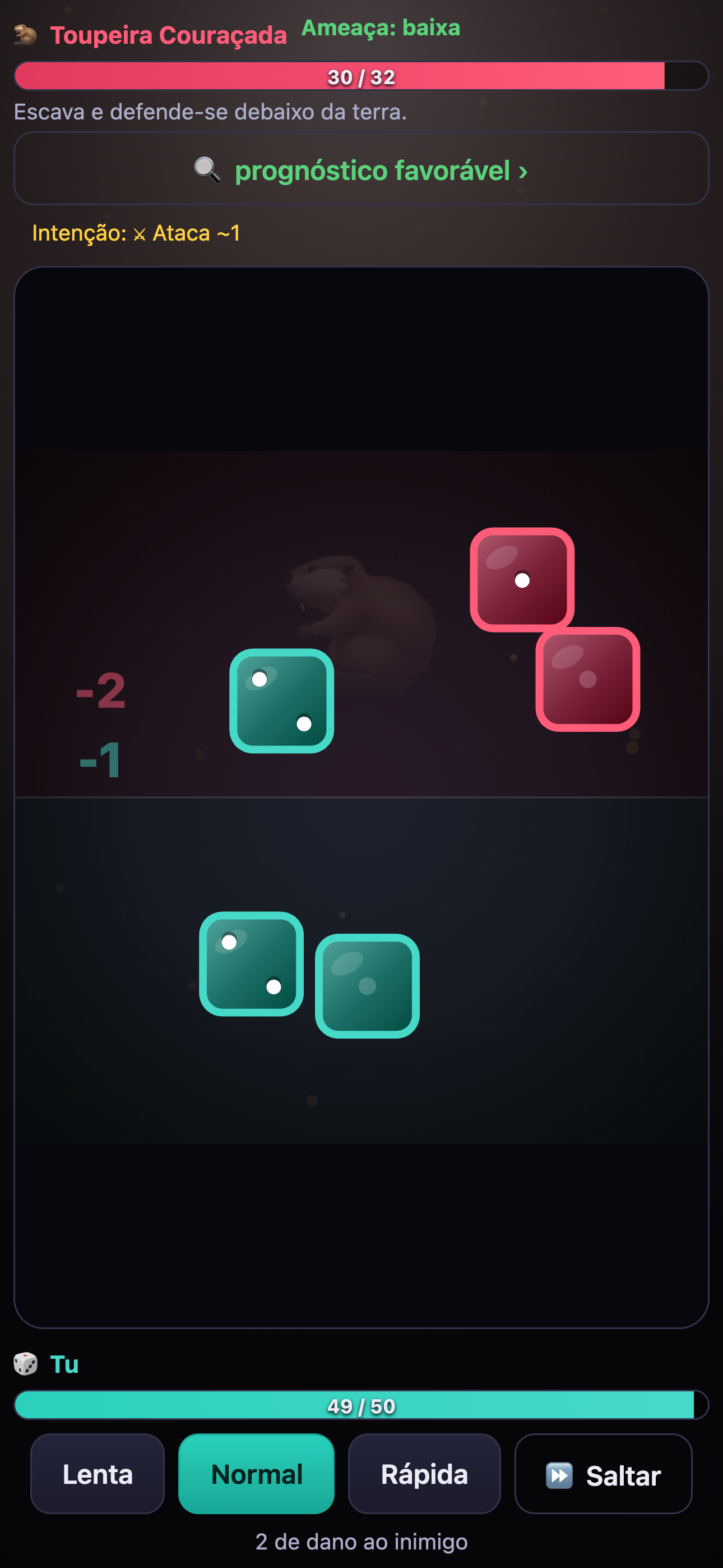 Dados vivos a lutar na arena