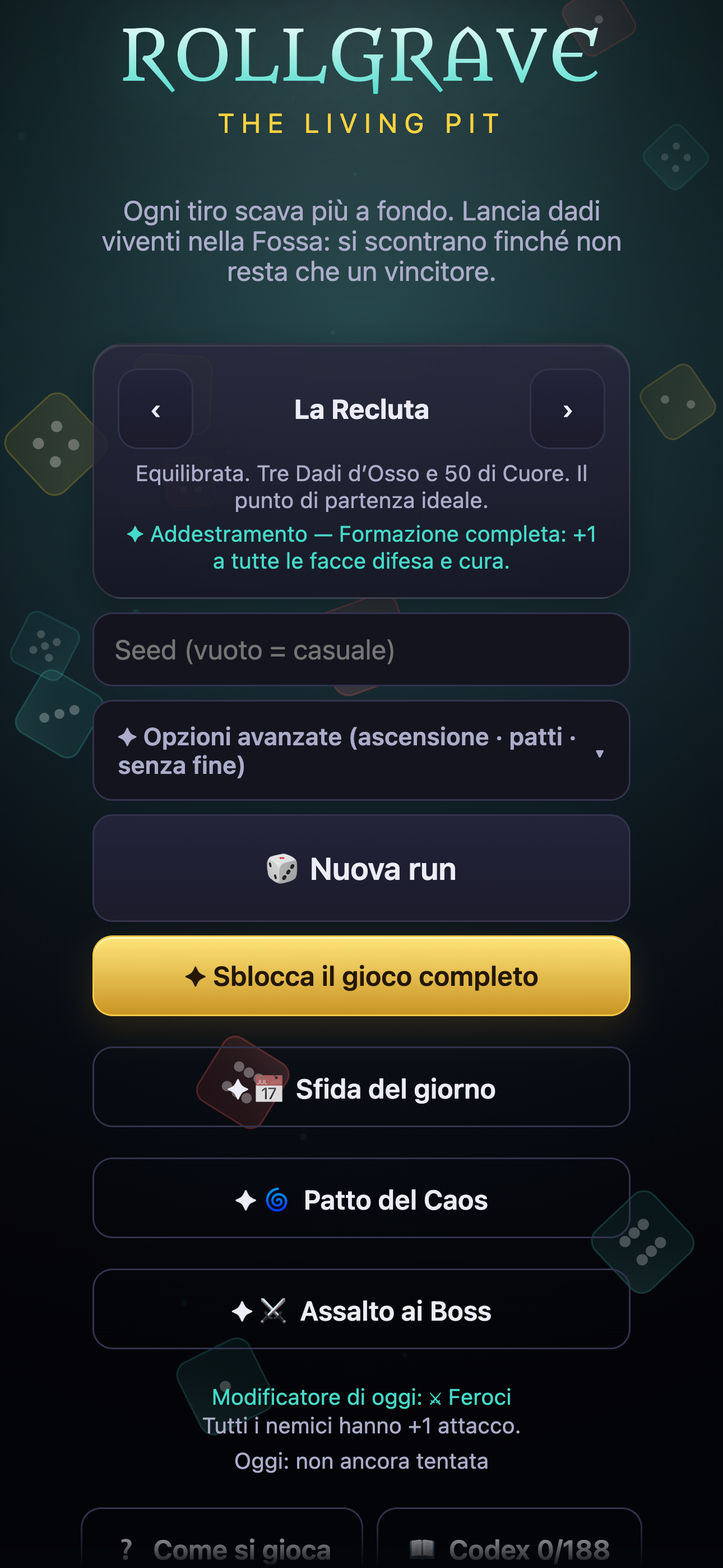 Selezione della Recluta e delle modalità di Rollgrave